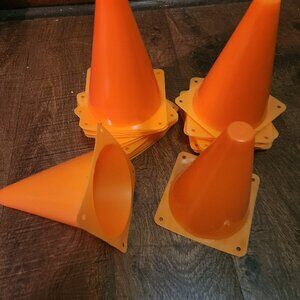 Lot of 22  7" Orange Saftey Cones Plastic